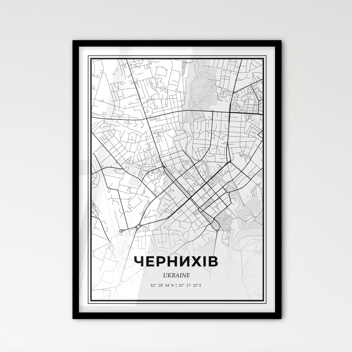 Chernihiv Ukraine - Scandinavian Style City Map for Modern Home Decor