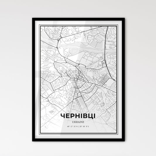 Chernivtsi Ukraine - Scandinavian Style City Map for Modern Home Decor