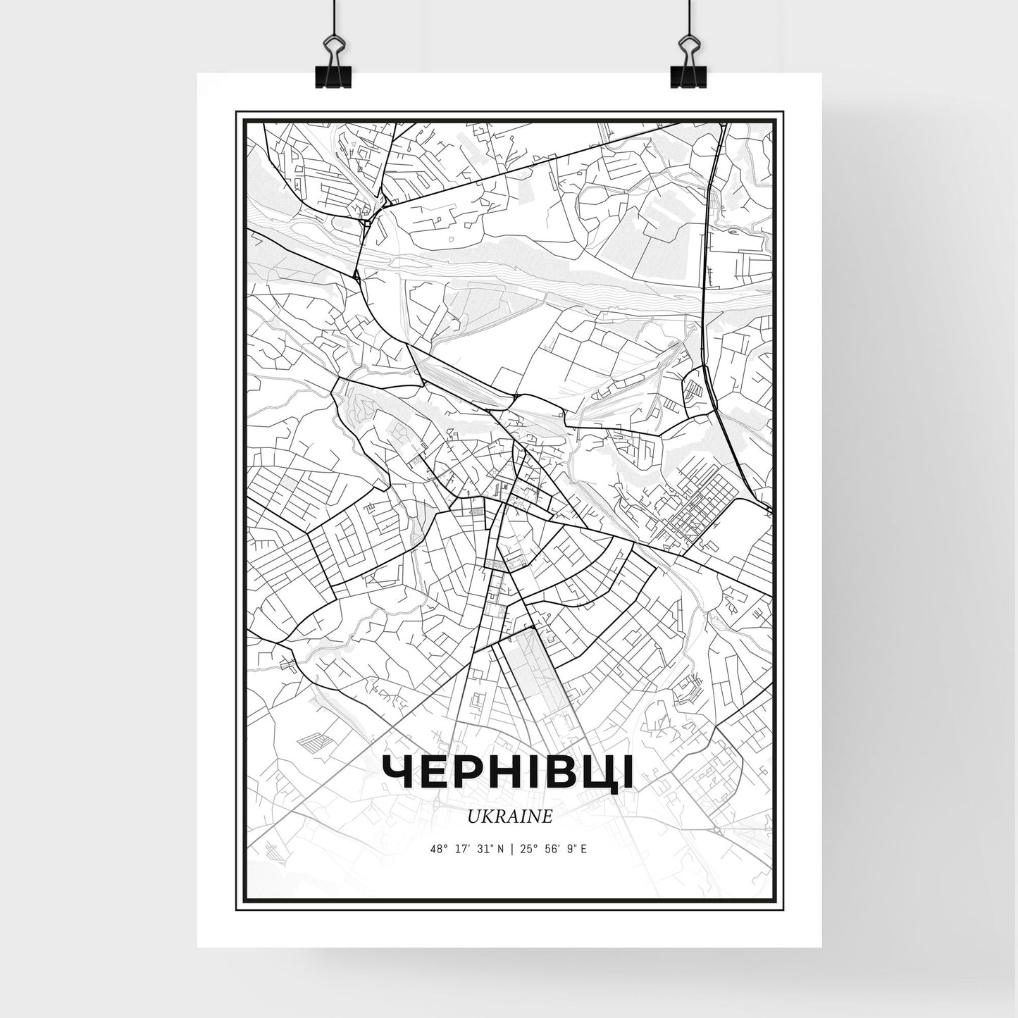 Chernivtsi Ukraine - Premium City Map Poster