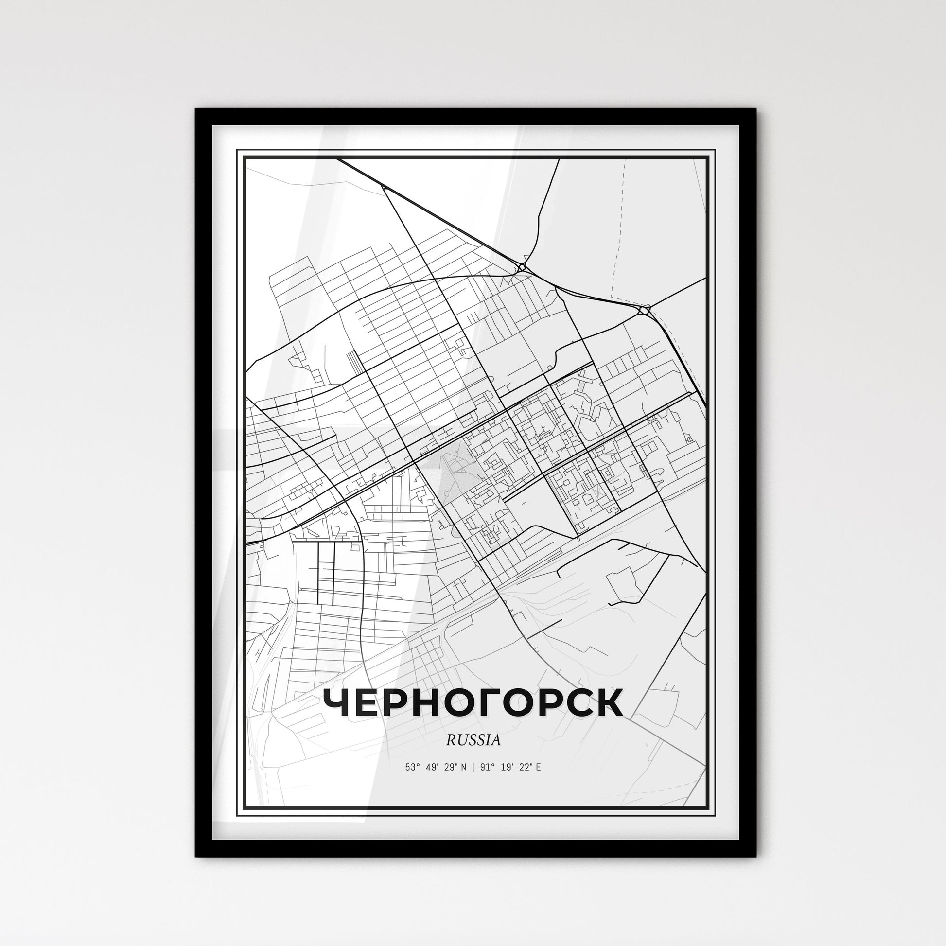 Chernogorsk Russia - Scandinavian Style City Map for Modern Home Decor