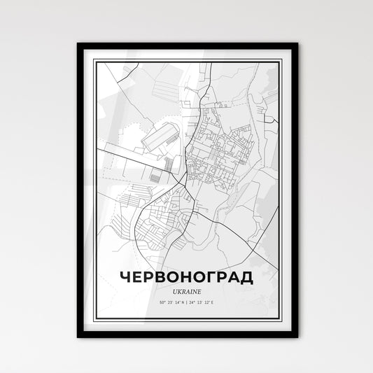 Chervonohrad Ukraine - Scandinavian Style City Map for Modern Home Decor