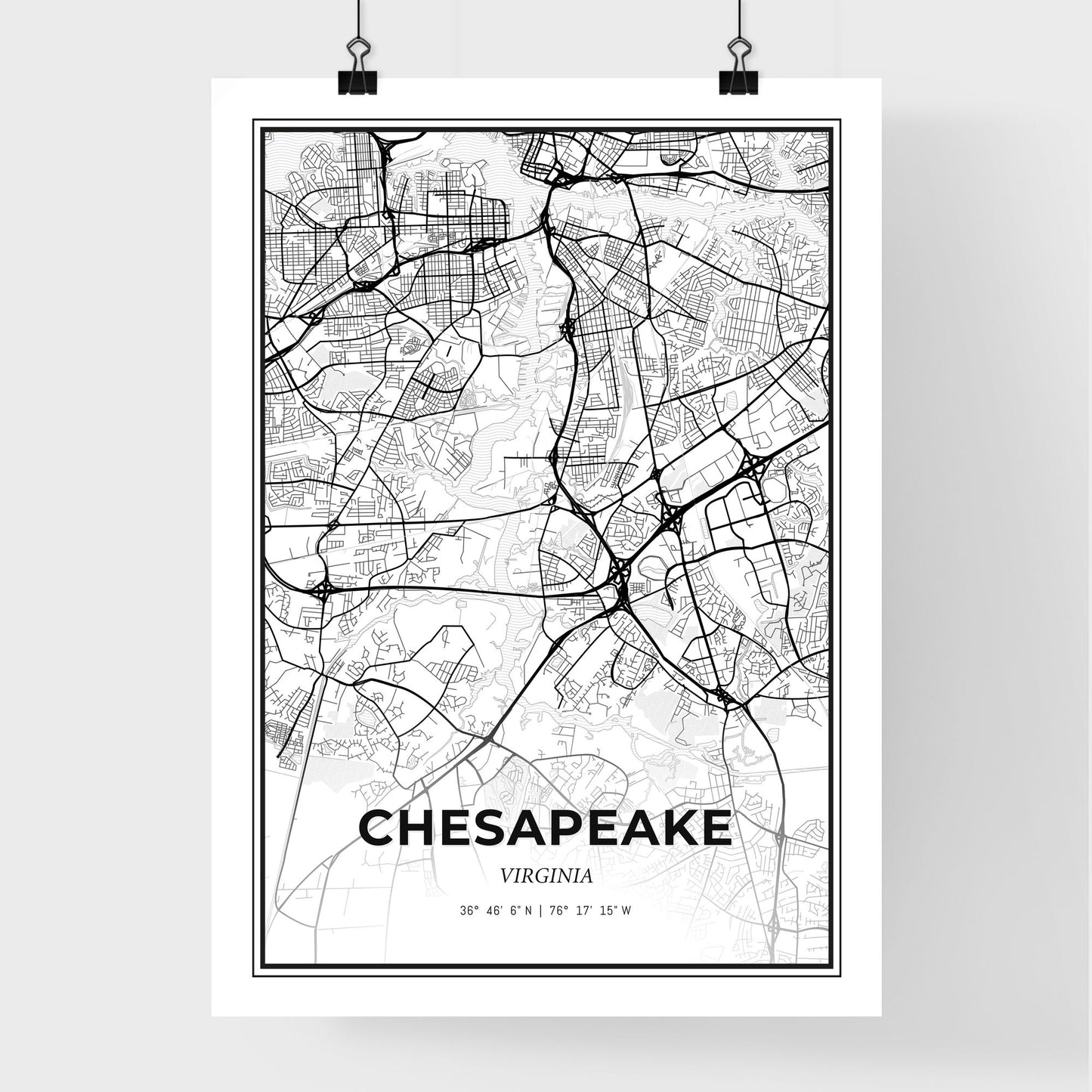 Chesapeake Virginia - Premium City Map Poster