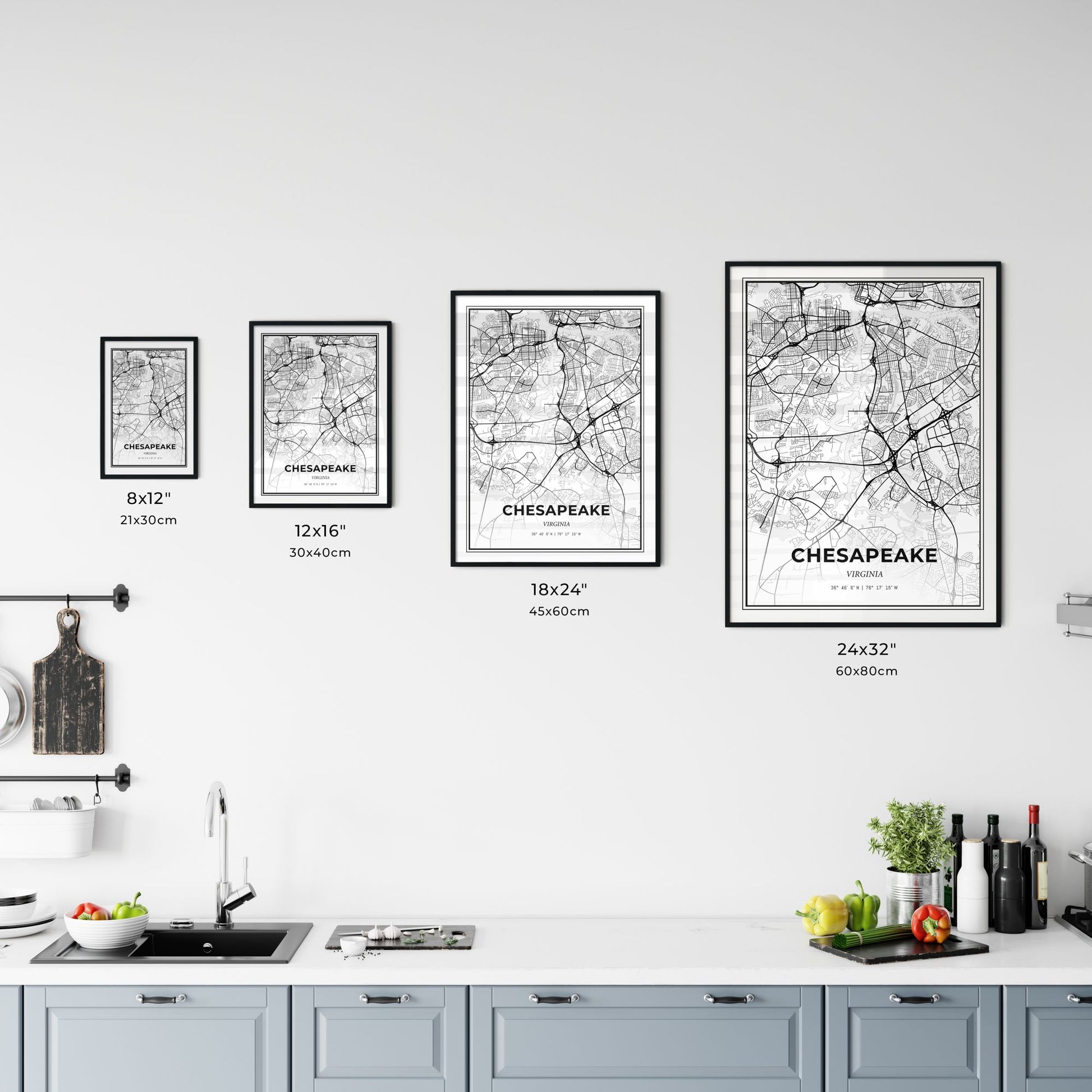 Chesapeake Virginia - Customizable Modern City Map