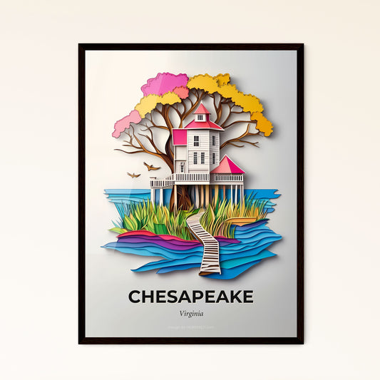 Vivid Chesapeake, Virginia - a paper cut of a house on a beach