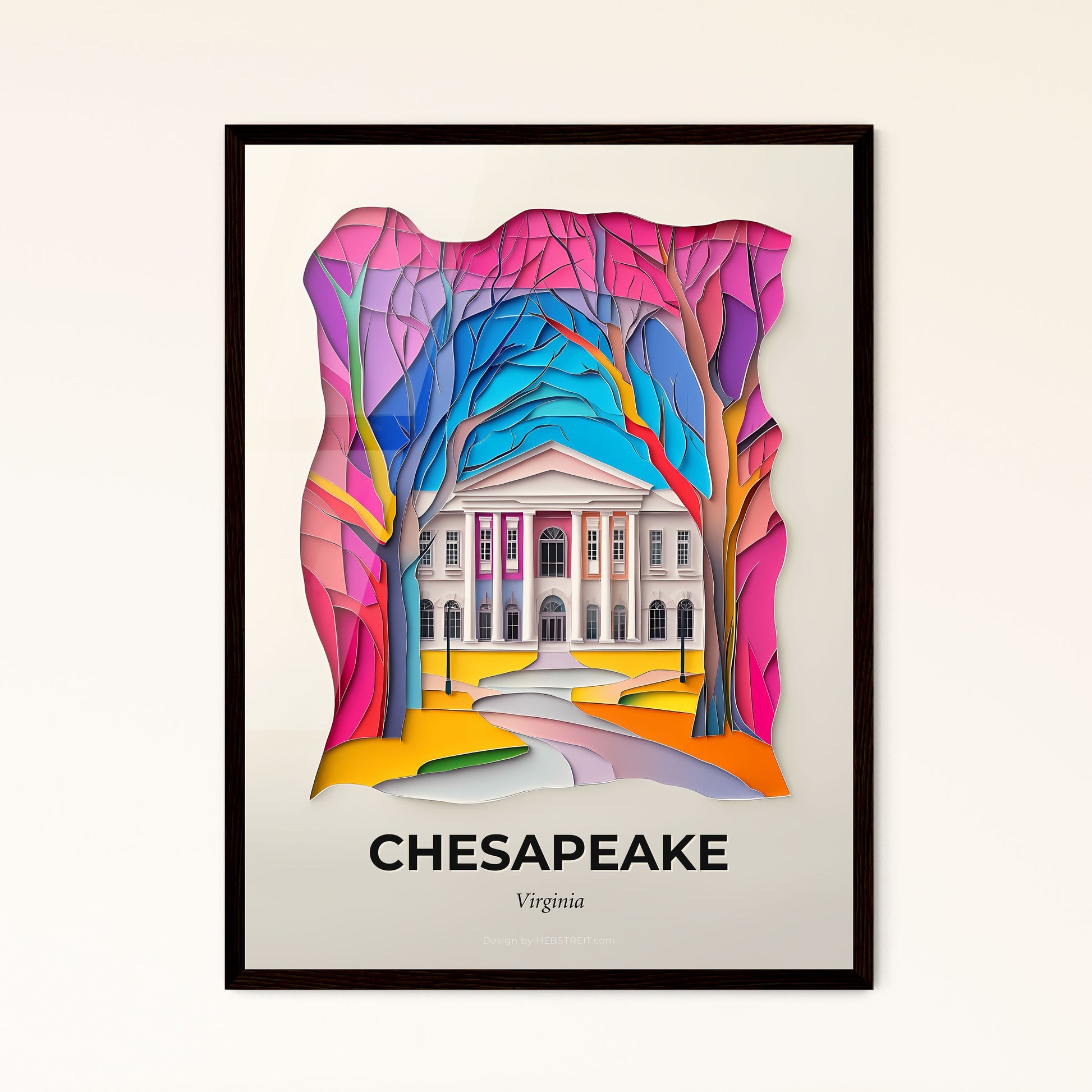 Vivid Chesapeake, Virginia - a paper cut of a building with trees