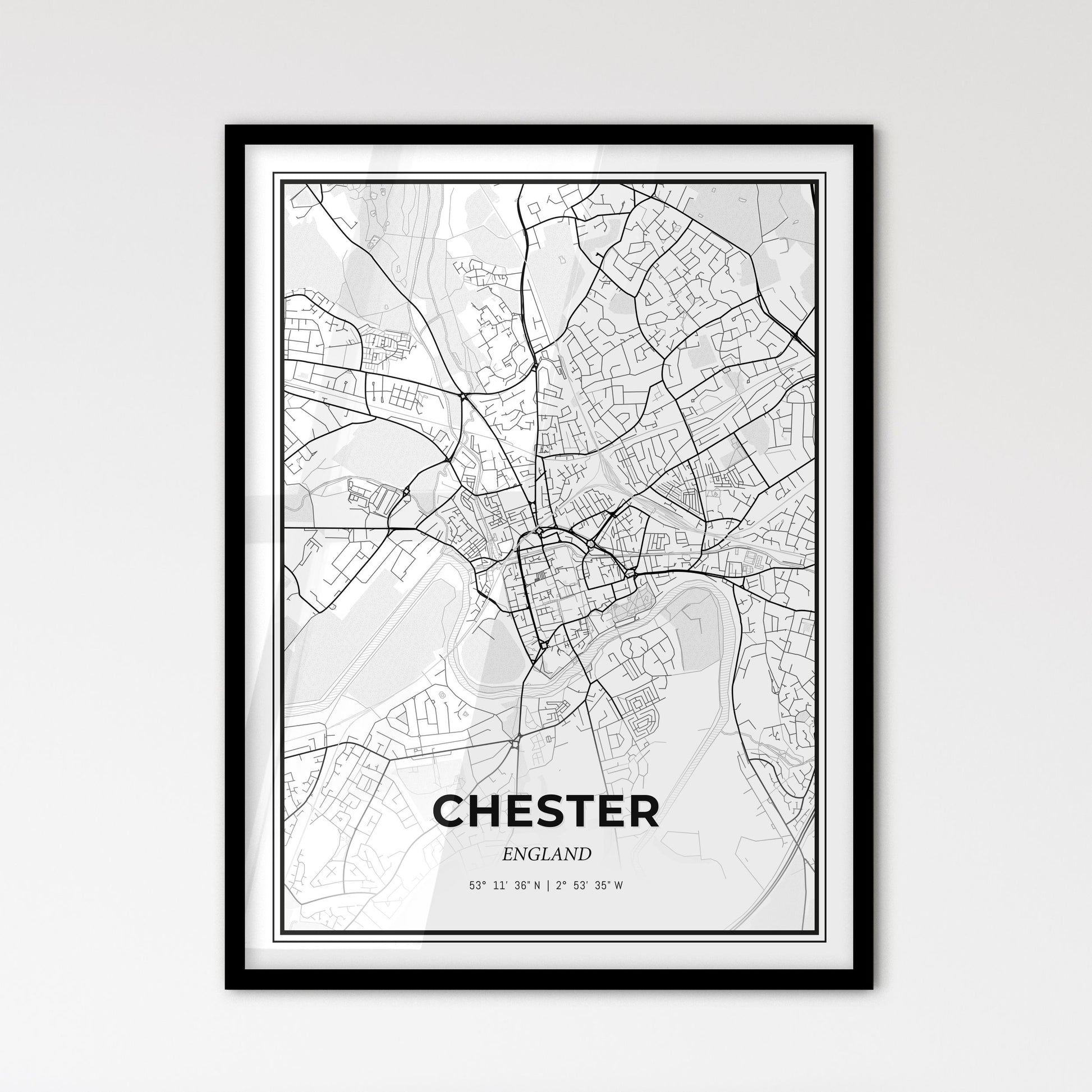 Chester England - Scandinavian Style City Map for Modern Home Decor