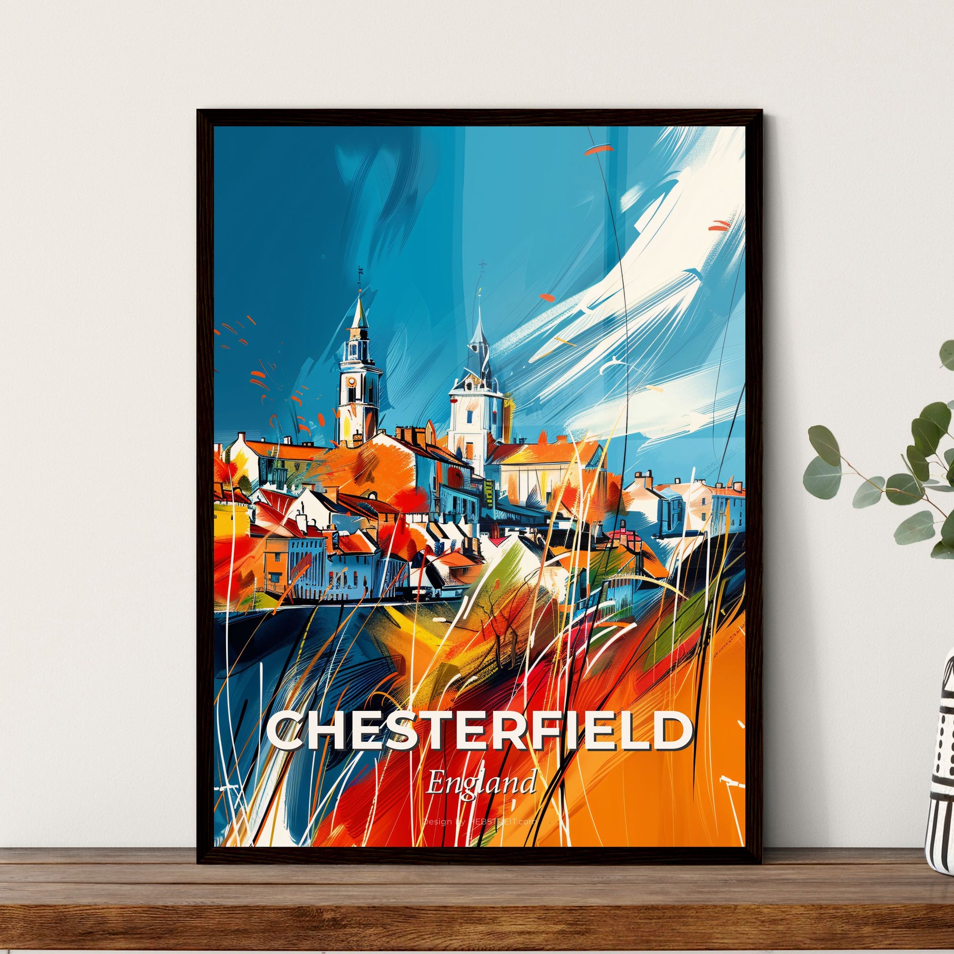 Vibrant Chesterfield, England - A Painting Of A Town