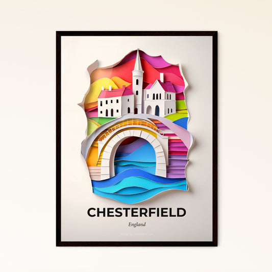 Vivid Chesterfield, England - a paper cut of a castle and a bridge