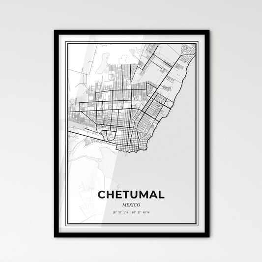 Chetumal Mexico - Scandinavian Style City Map for Modern Home Decor