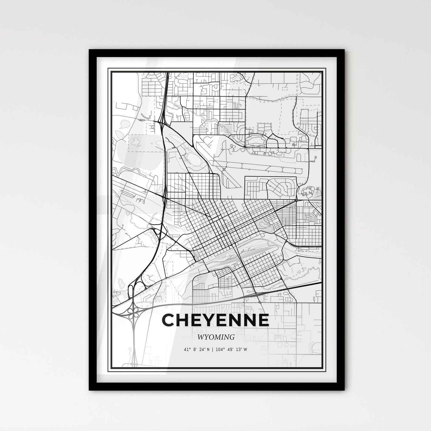 Cheyenne Wyoming - Scandinavian Style City Map for Modern Home Decor