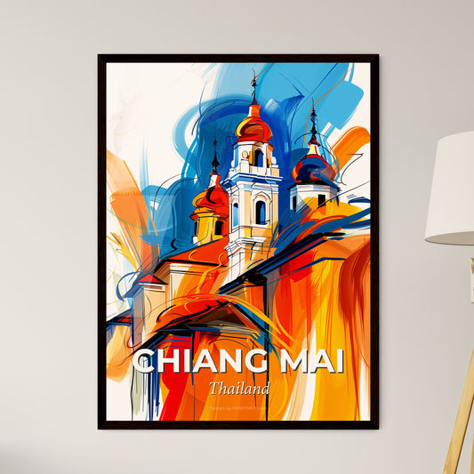 Vibrant Chiang Mai, Thailand - A Painting Of A Building With Towers