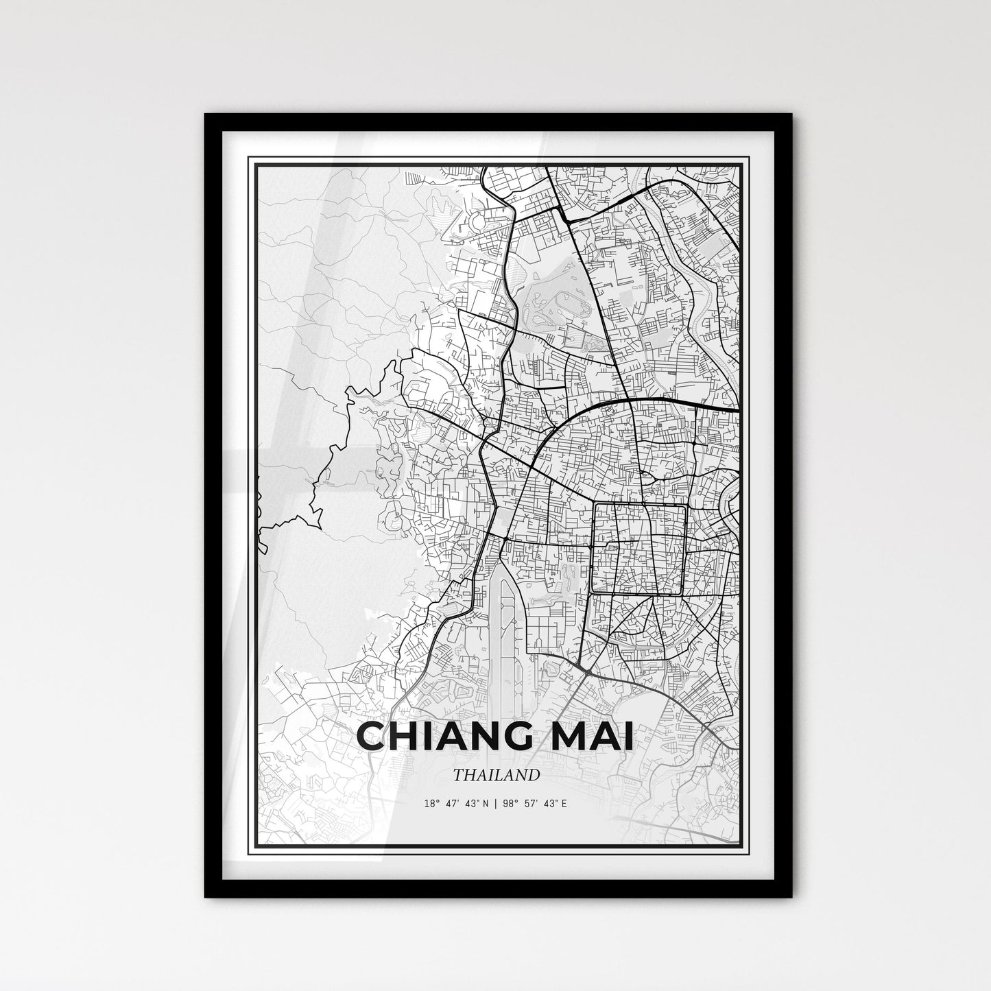 Chiang Mai Thailand - Scandinavian Style City Map for Modern Home Decor