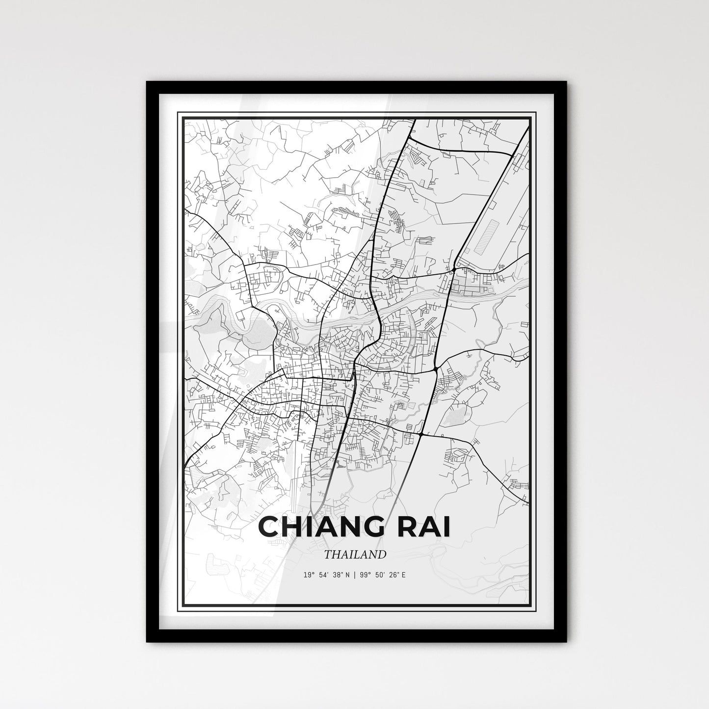 Chiang Rai Thailand - Scandinavian Style City Map for Modern Home Decor