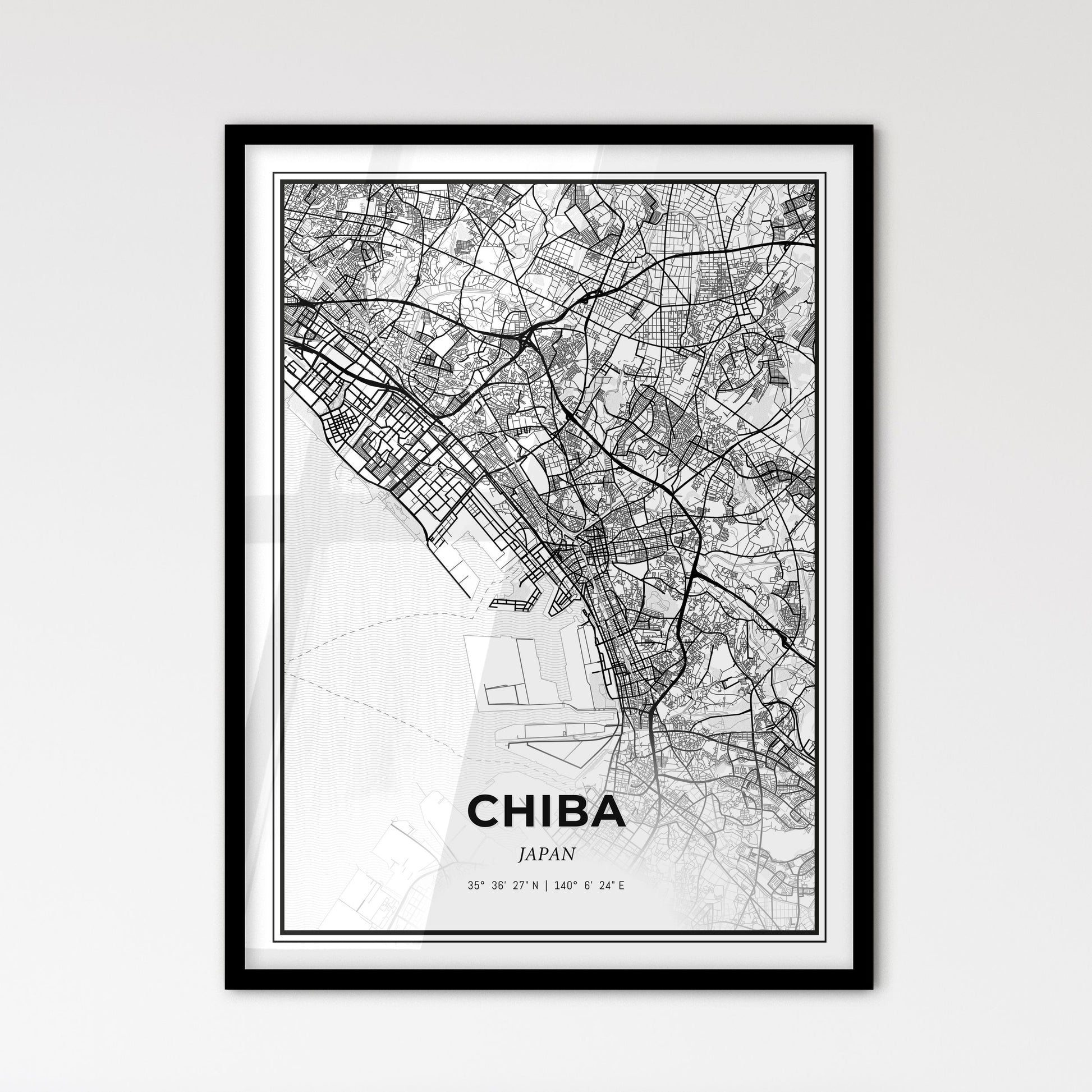 Chiba Japan - Scandinavian Style City Map for Modern Home Decor