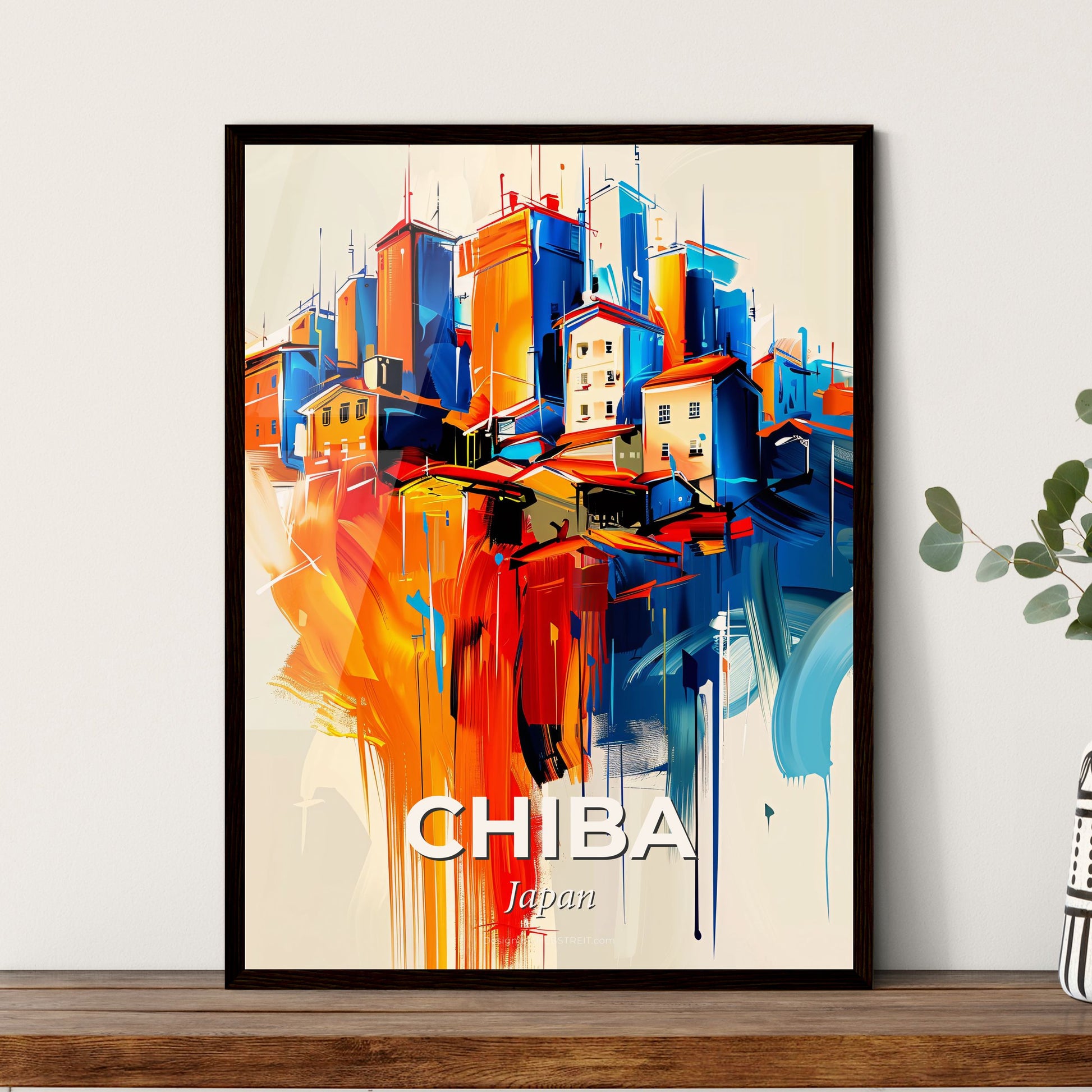 Vibrant Chiba, Japan - A Painting Of A City