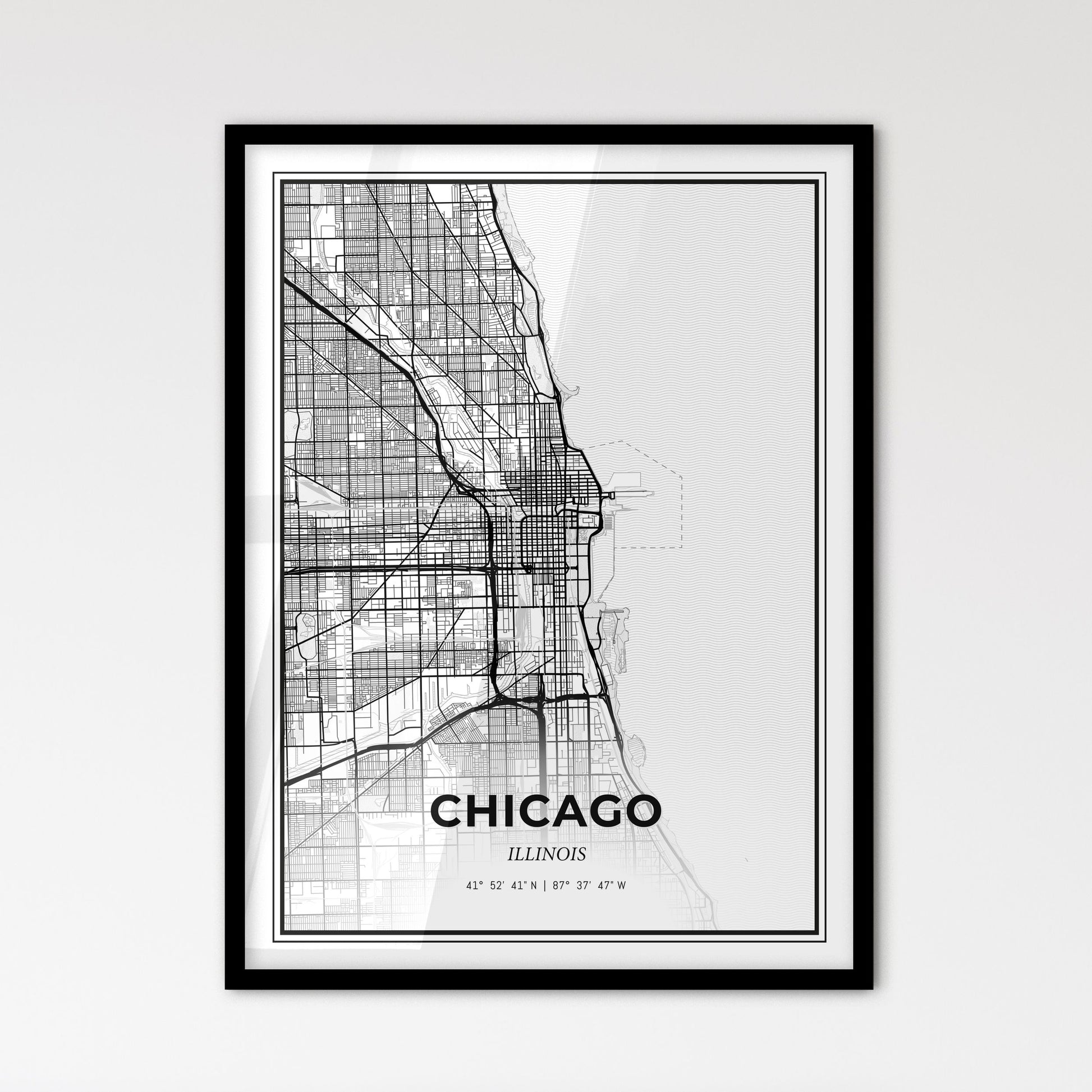 Chicago Illinois - Scandinavian Style City Map for Modern Home Decor