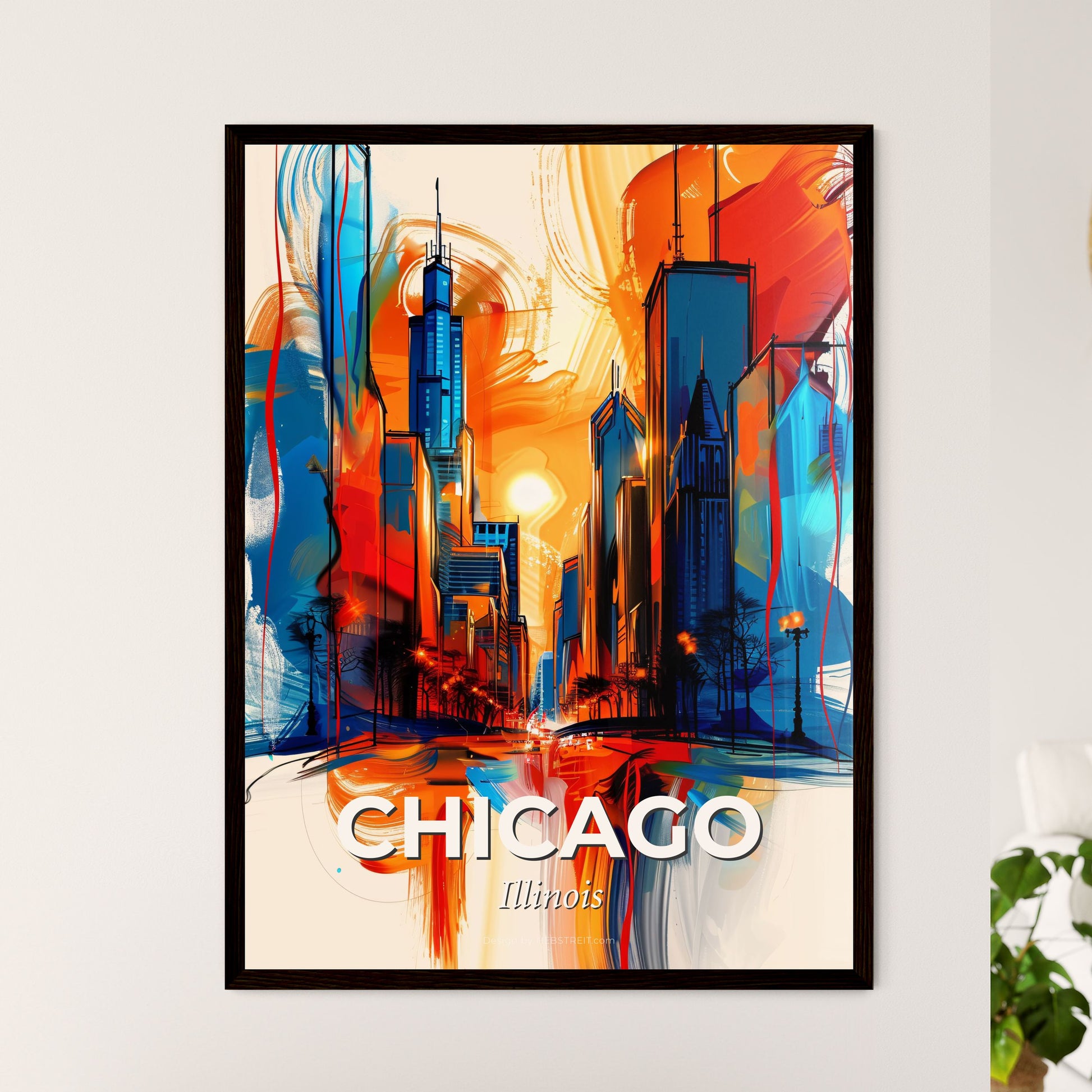 Vibrant Chicago, Illinois - A Painting Of A City