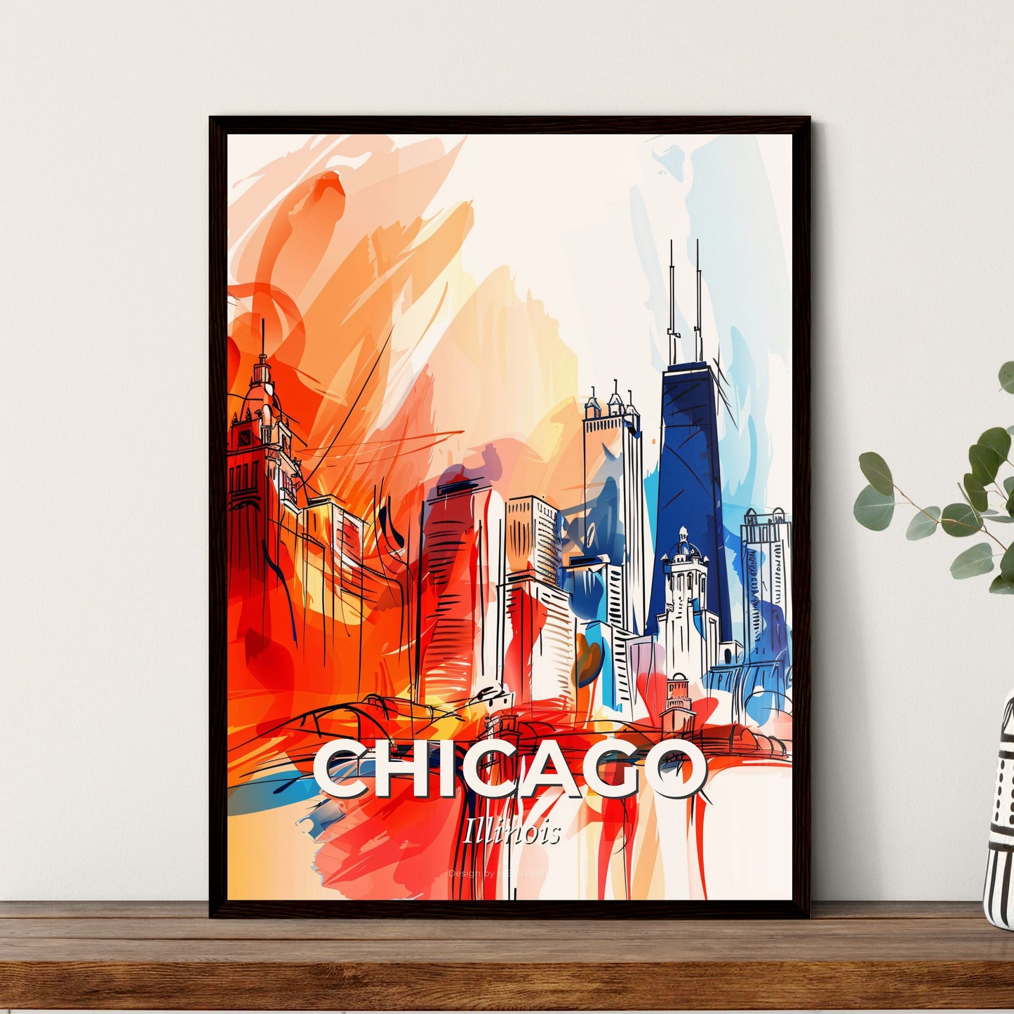 Vibrant Chicago, Illinois - A Colorful Cityscape With A Bridge