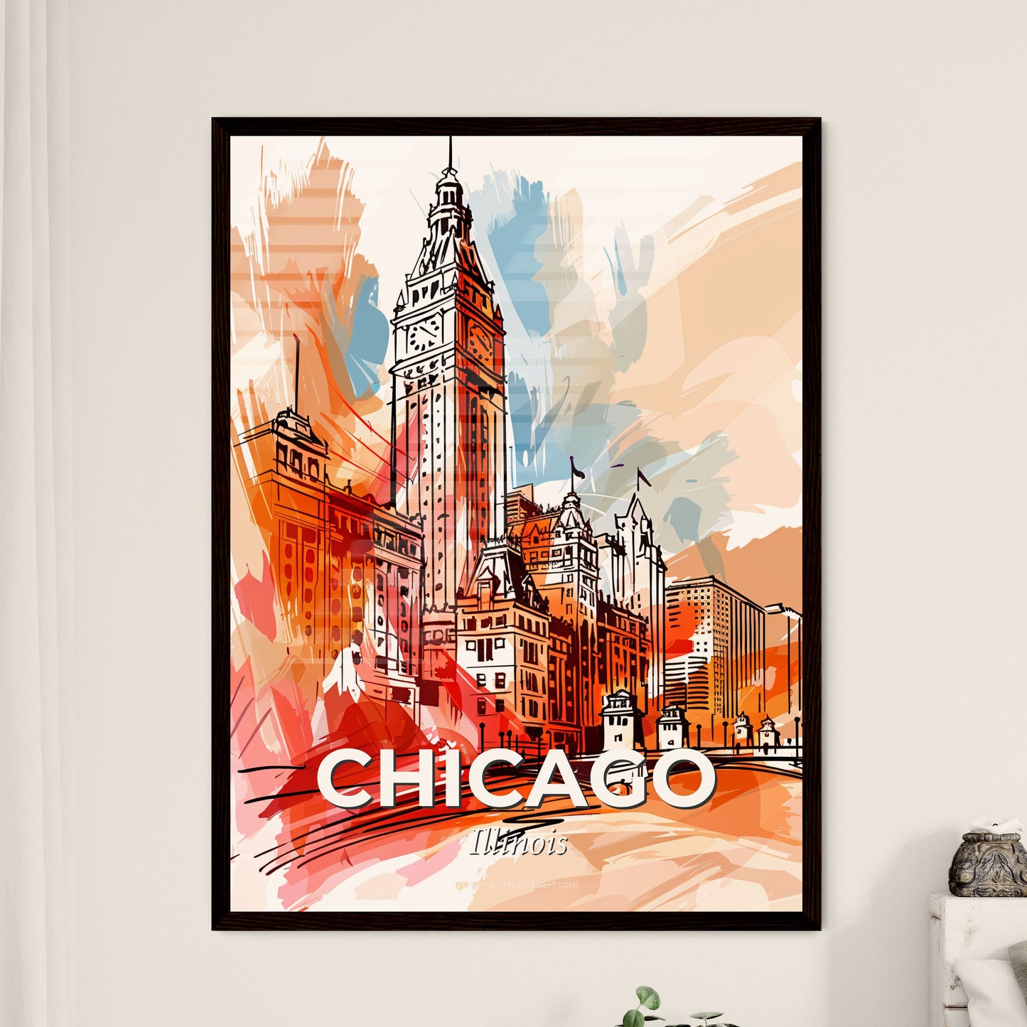 Vibrant Chicago, Illinois - A Drawing Of A City