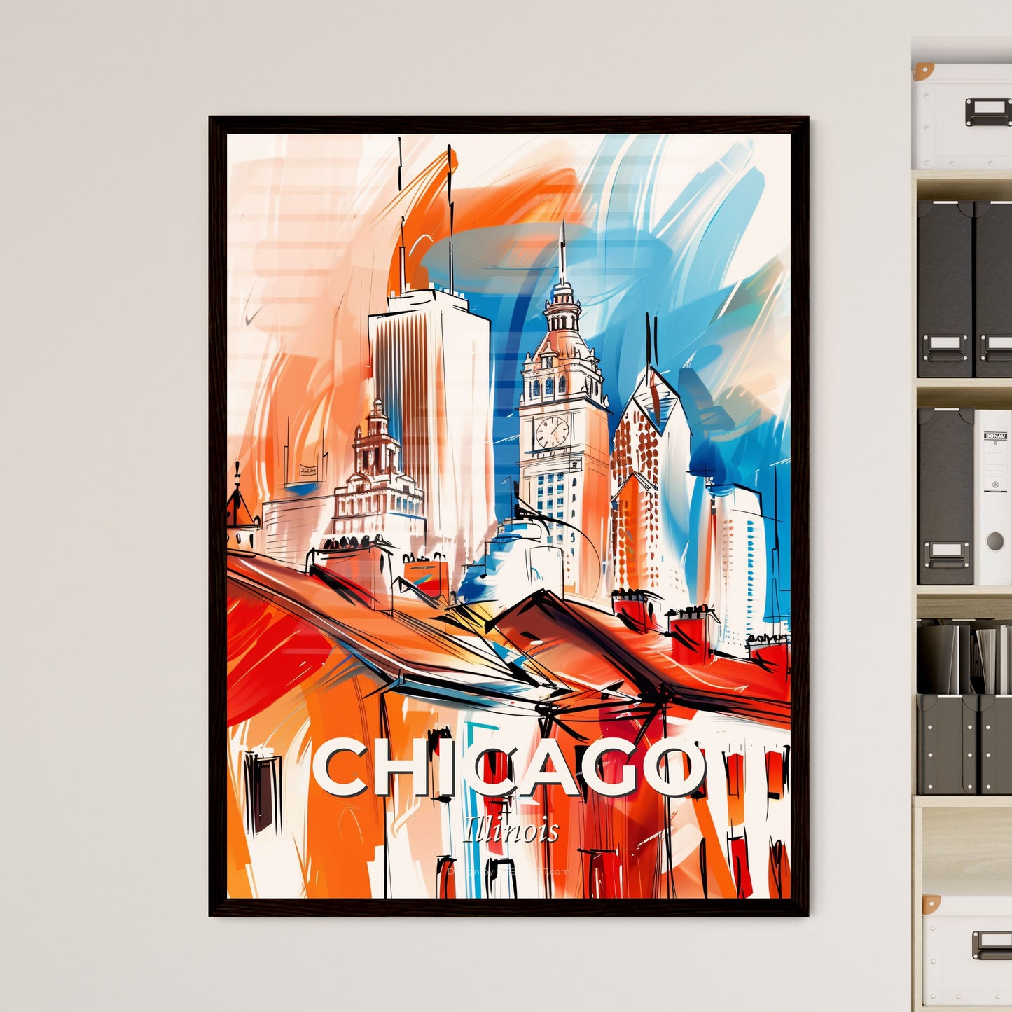 Vibrant Chicago, Illinois - A Drawing Of A City