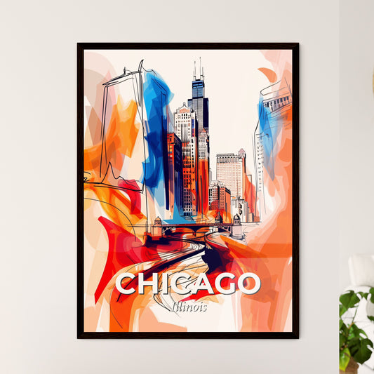 Vibrant Chicago, Illinois - A Colorful Cityscape With A Bridge