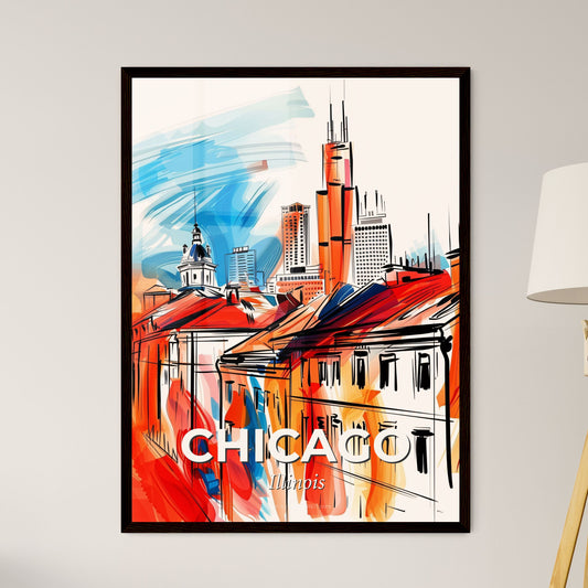 Vibrant Chicago, Illinois - A Painting Of Buildings And A City