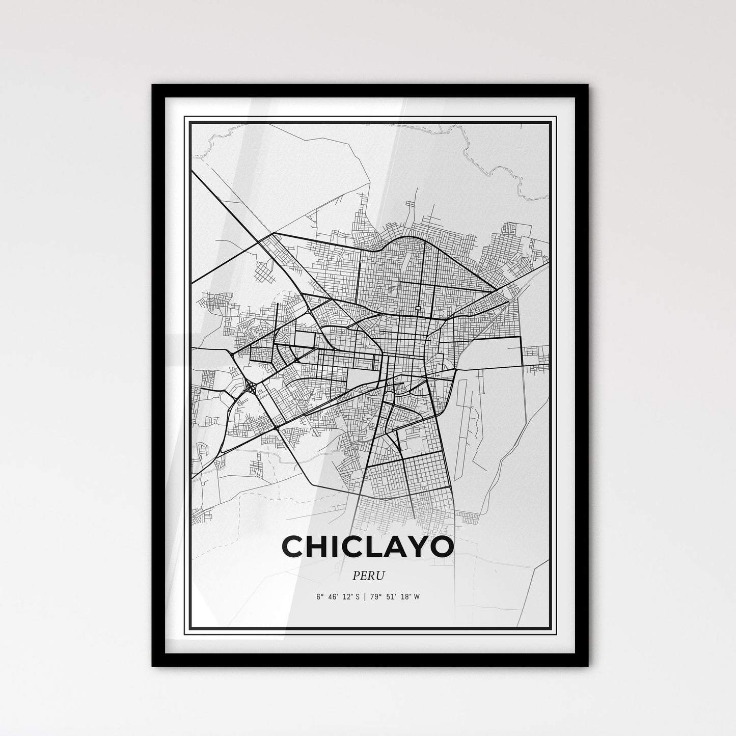 Chiclayo Peru - Scandinavian Style City Map for Modern Home Decor