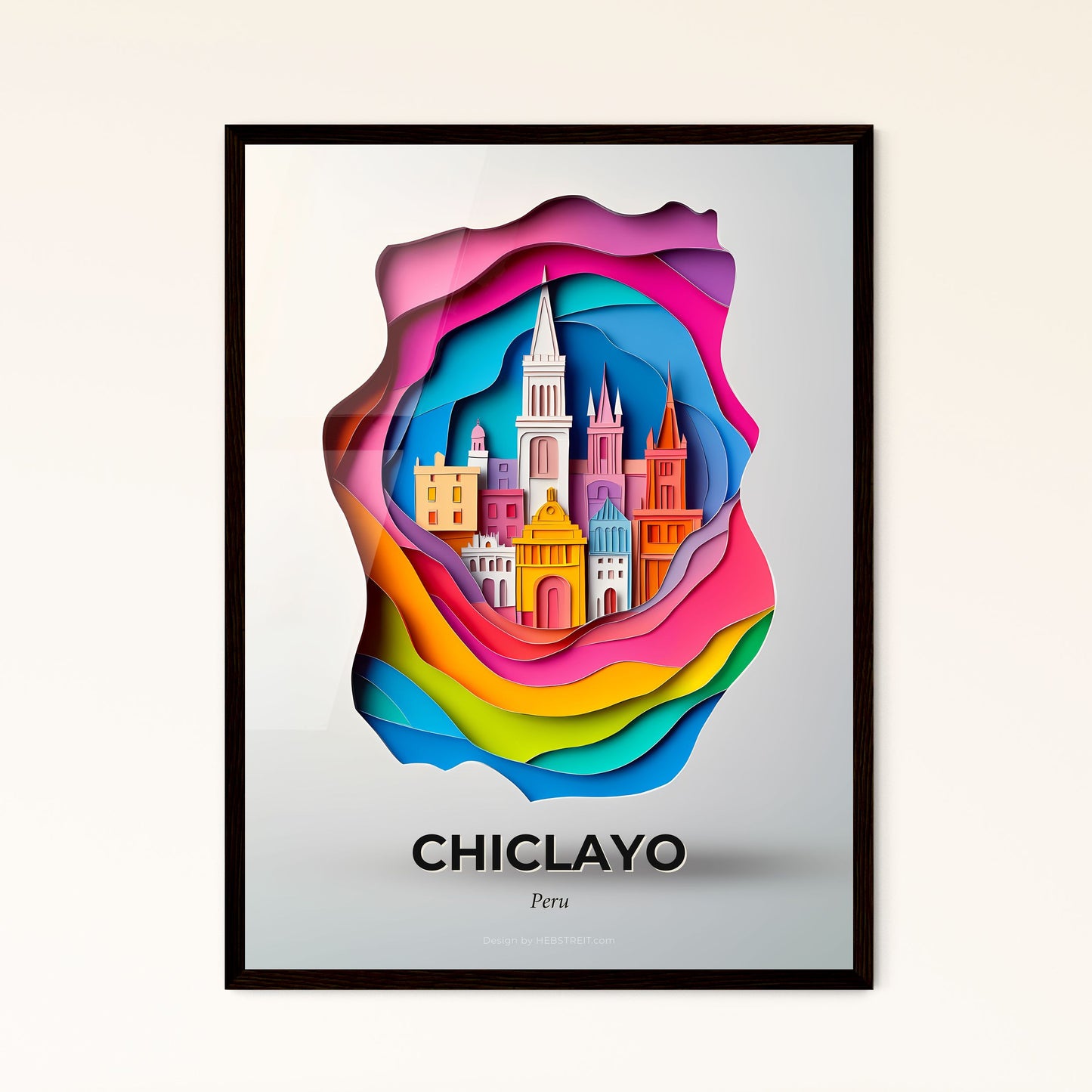 Vivid Chiclayo, Peru - a paper cut of a city with a clock tower