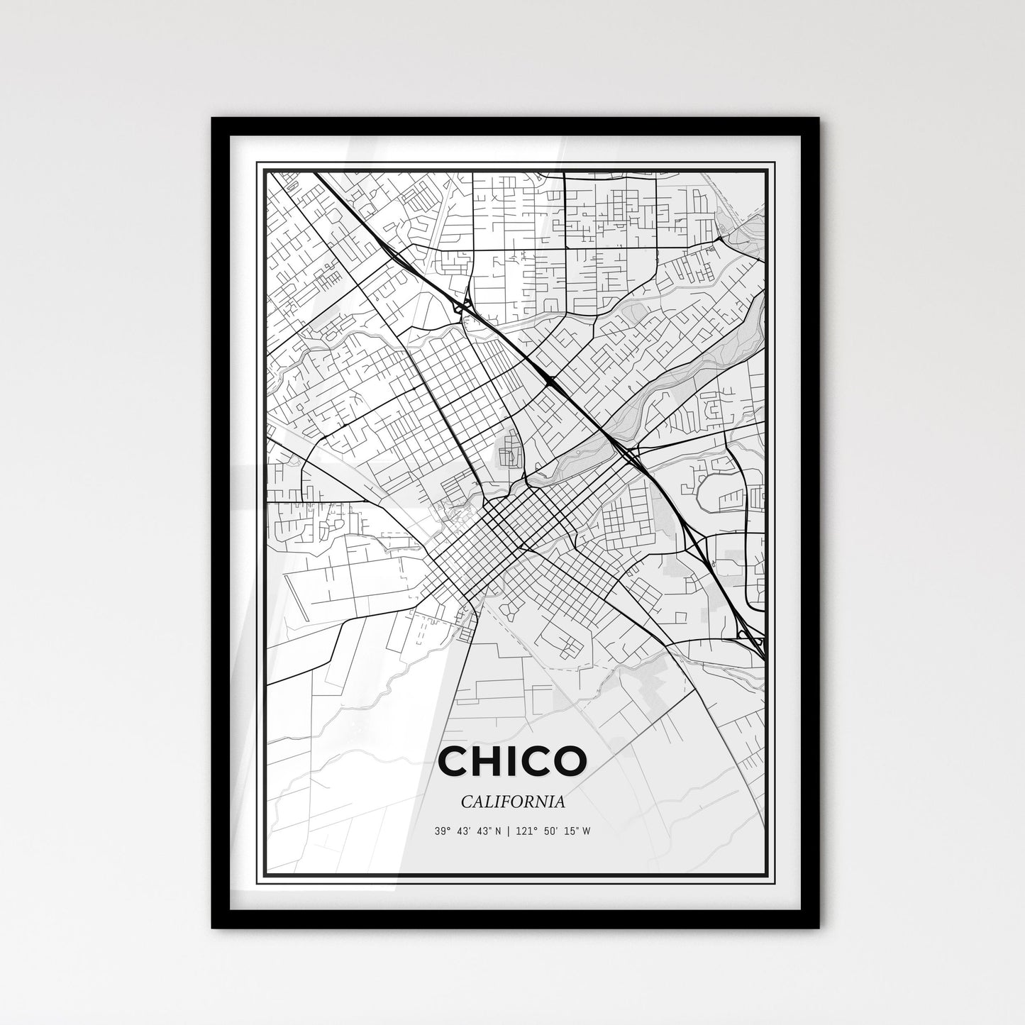 Chico California - Scandinavian Style City Map for Modern Home Decor