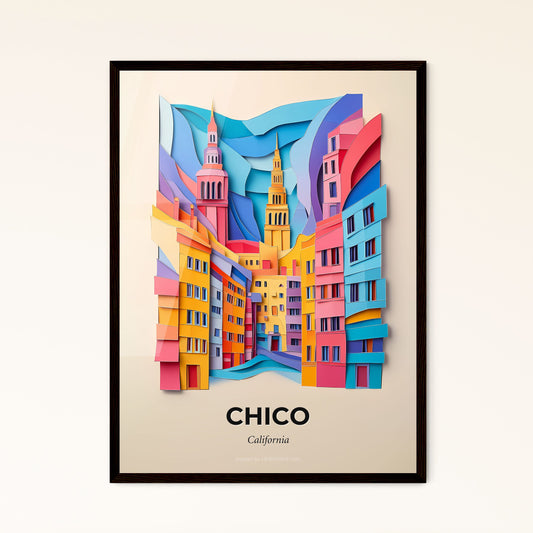 Vivid Chico, California - a paper cut of a city with a bridge