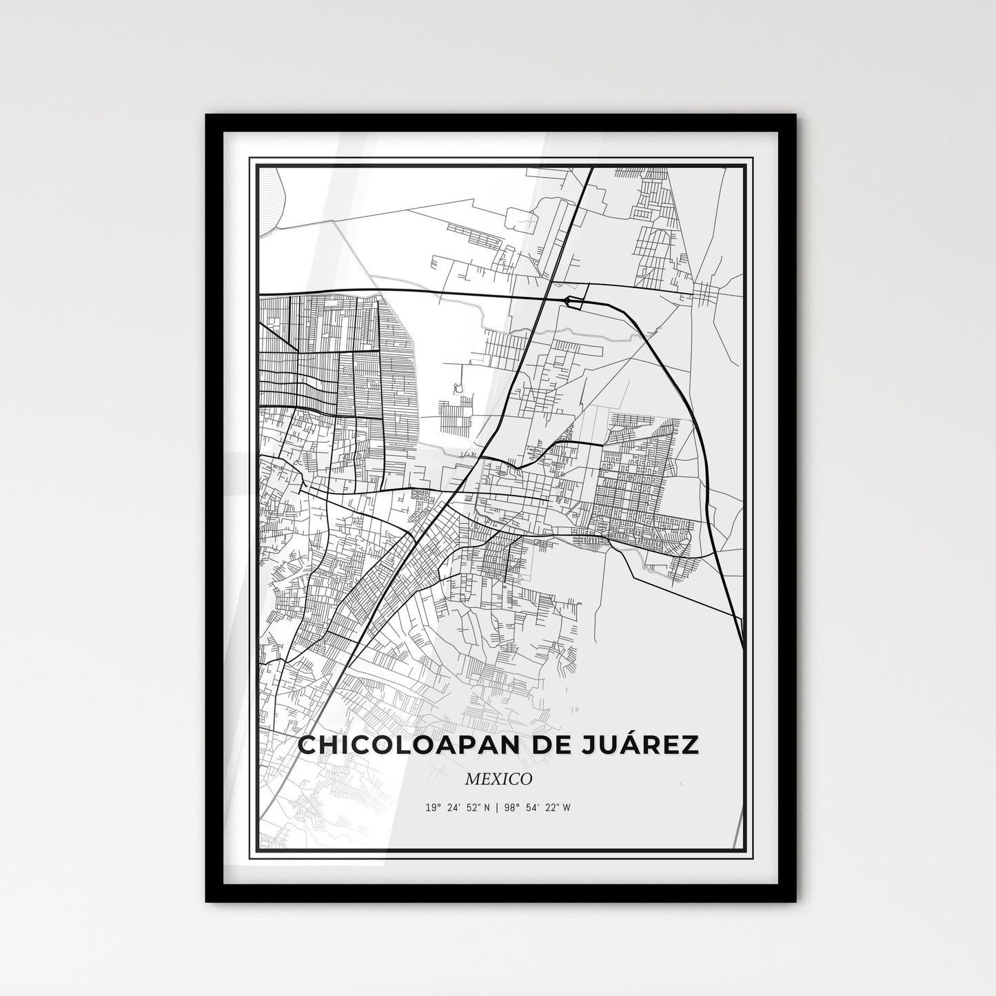 Chicoloapan de Juárez Mexico - Scandinavian Style City Map for Modern Home Decor