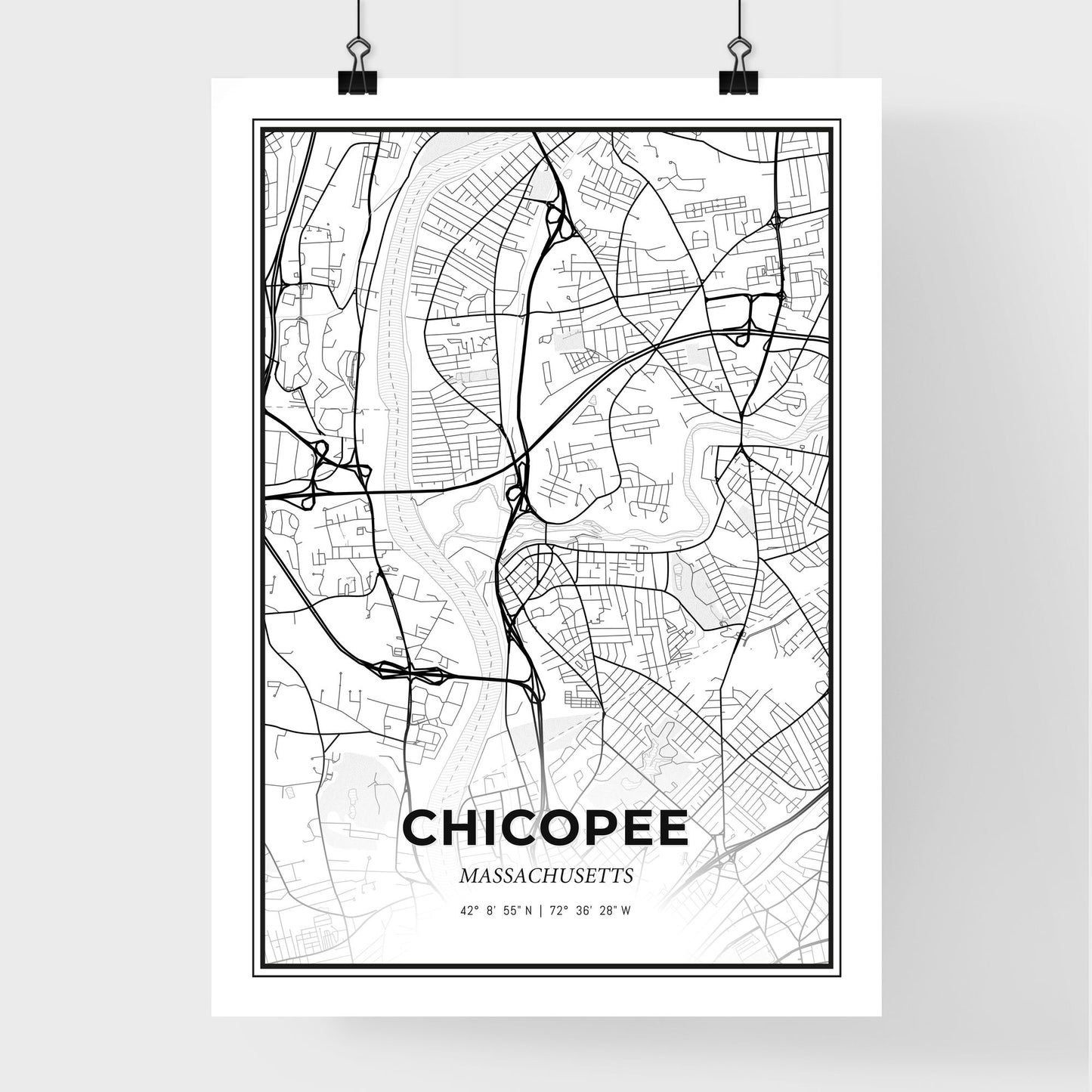 Chicopee Massachusetts - Premium City Map Poster