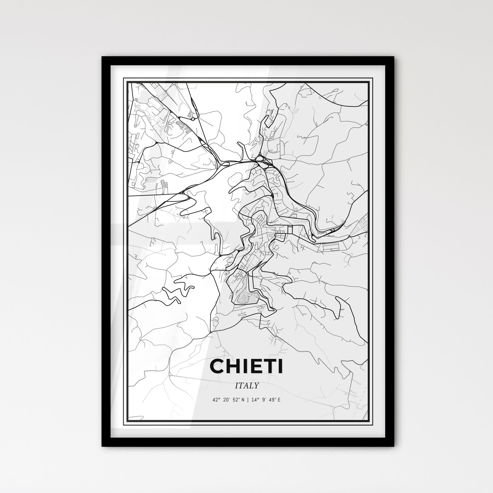 Chieti Italy - Scandinavian Style City Map for Modern Home Decor