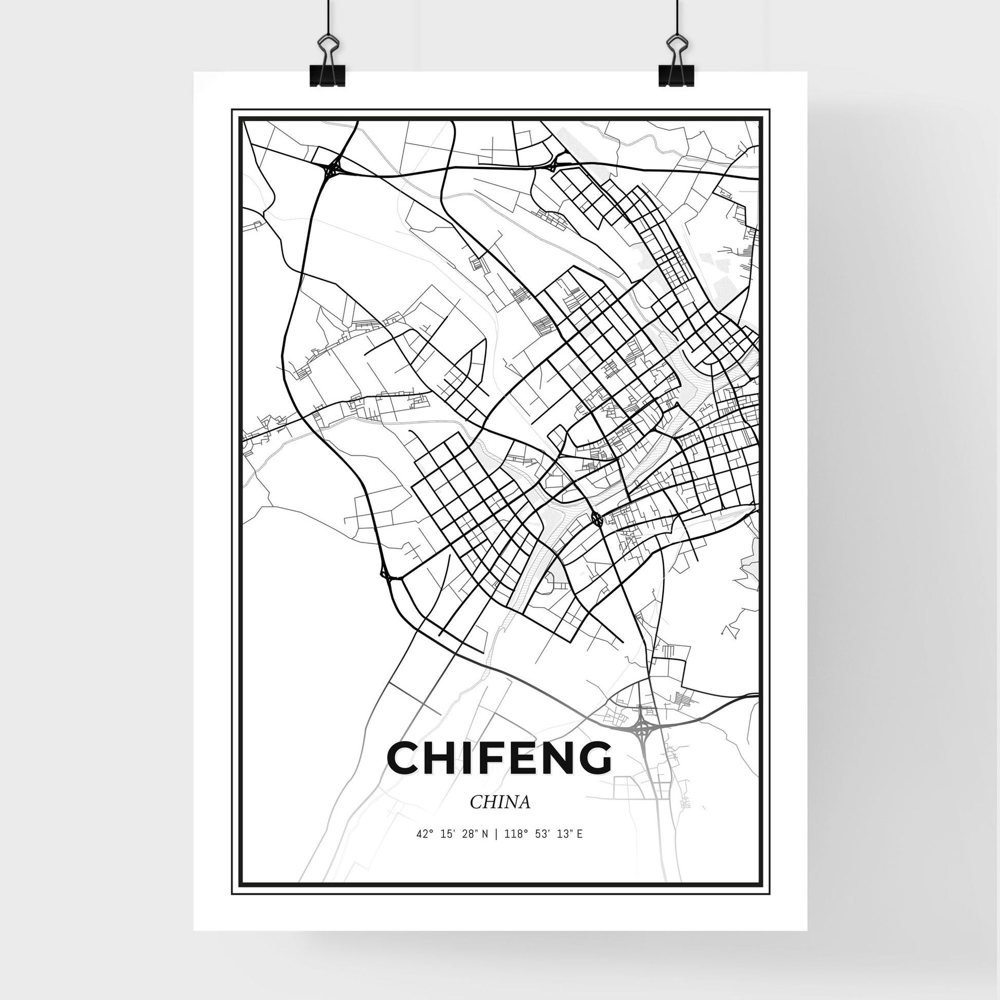 Chifeng China - Premium City Map Poster