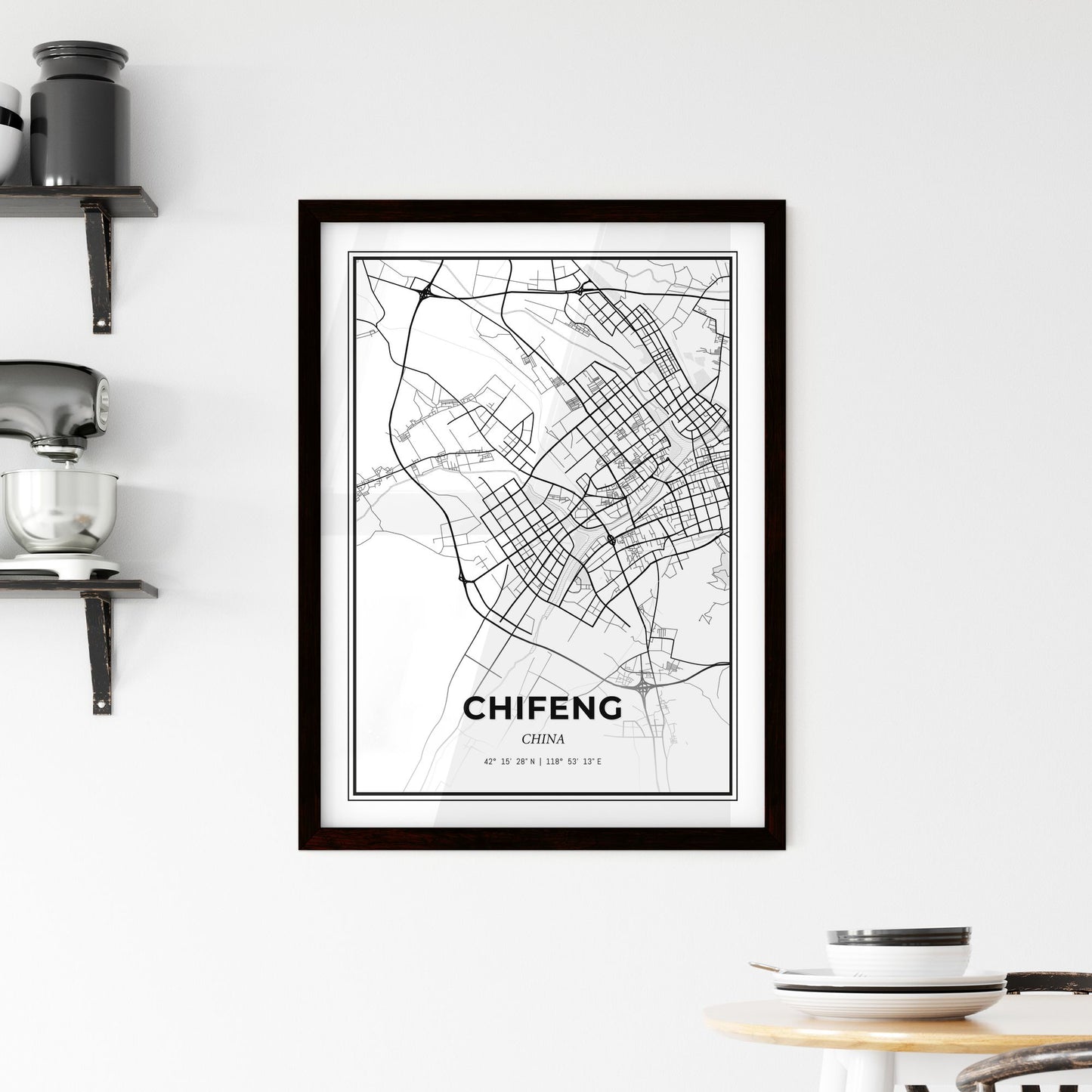 Chifeng China - Minimal City Map