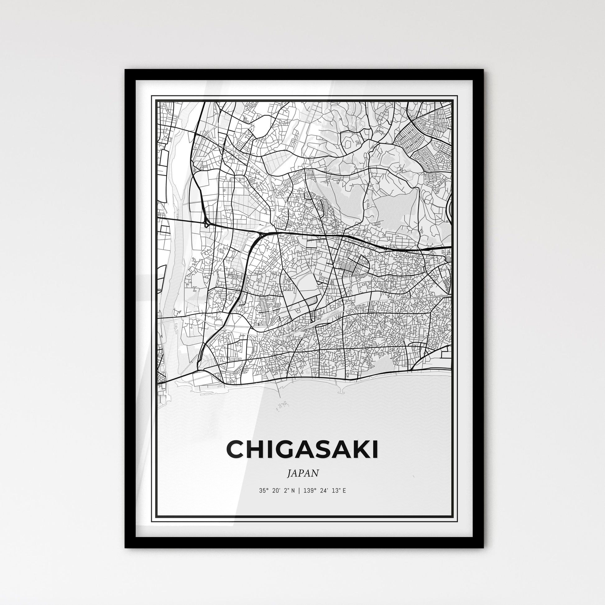 Chigasaki Japan - Scandinavian Style City Map for Modern Home Decor