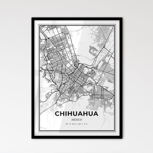 Chihuahua Mexico - Scandinavian Style City Map for Modern Home Decor