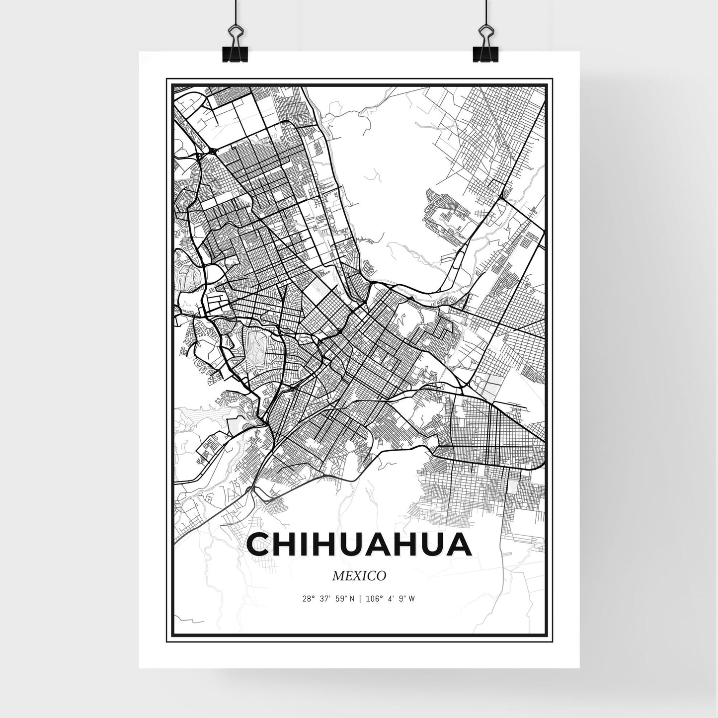 Chihuahua Mexico - Premium City Map Poster