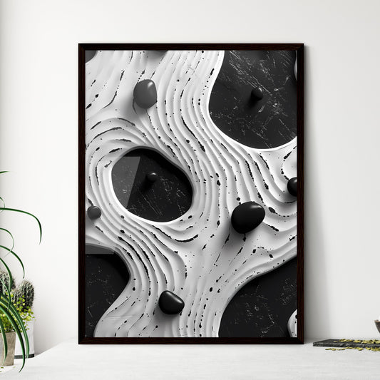 Black and white painting with stones pattern on a solid white background Wall Art
