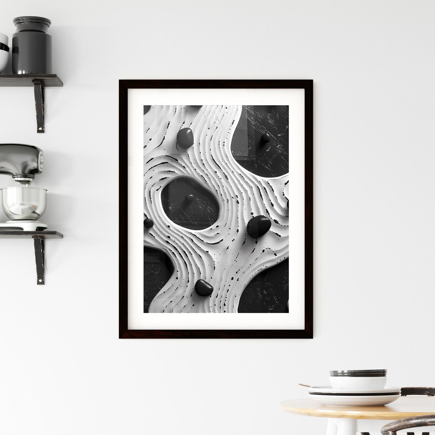 Black and white painting with stones pattern on a solid white background, art print, printable, digital, wall art, poster, home decor Default Title