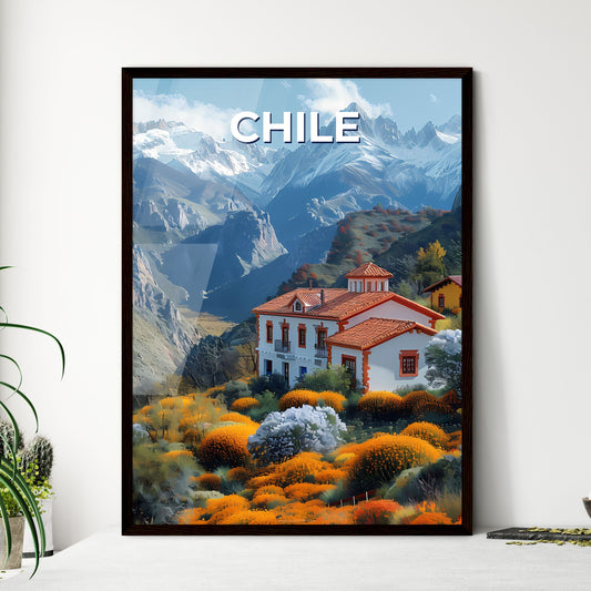 Chile South America House Mountains Artwork Andean Painting Landscape Vibrant Colors