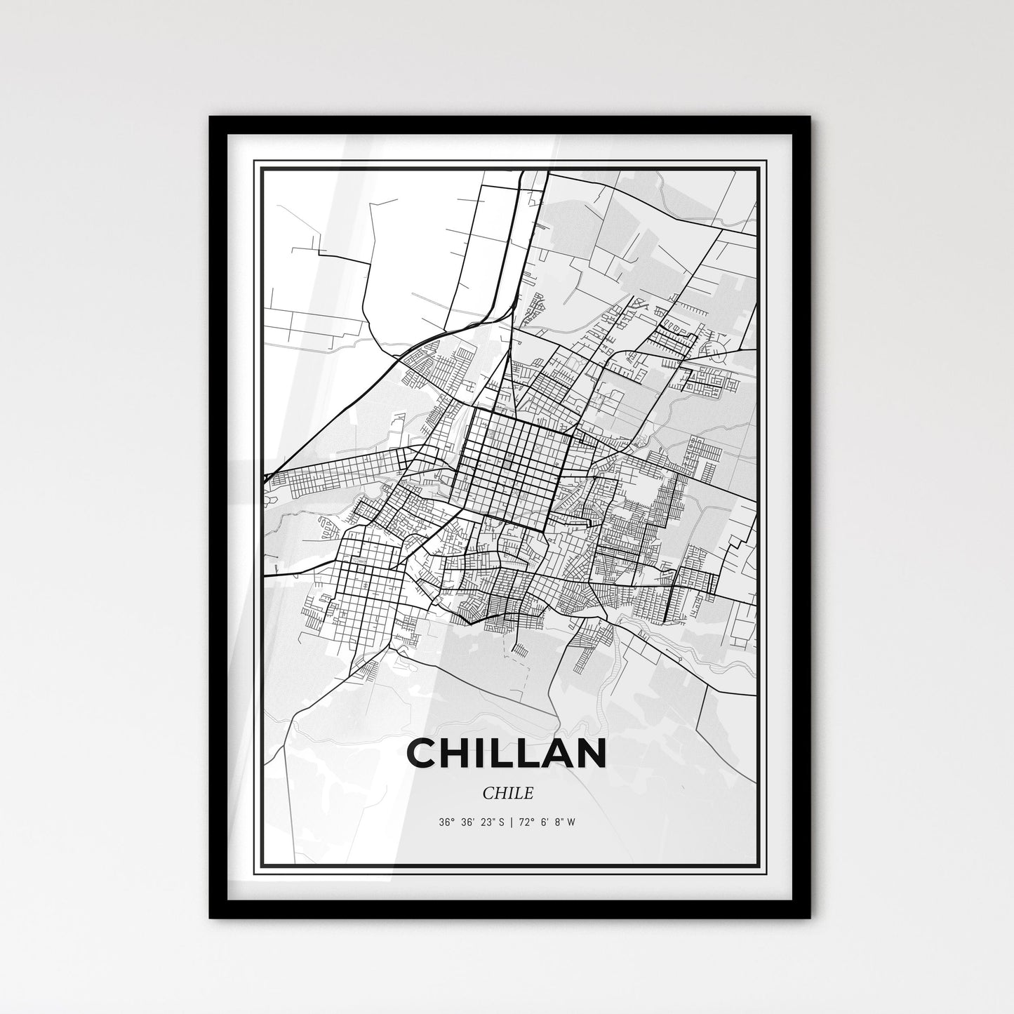 Chillan Chile - Scandinavian Style City Map for Modern Home Decor