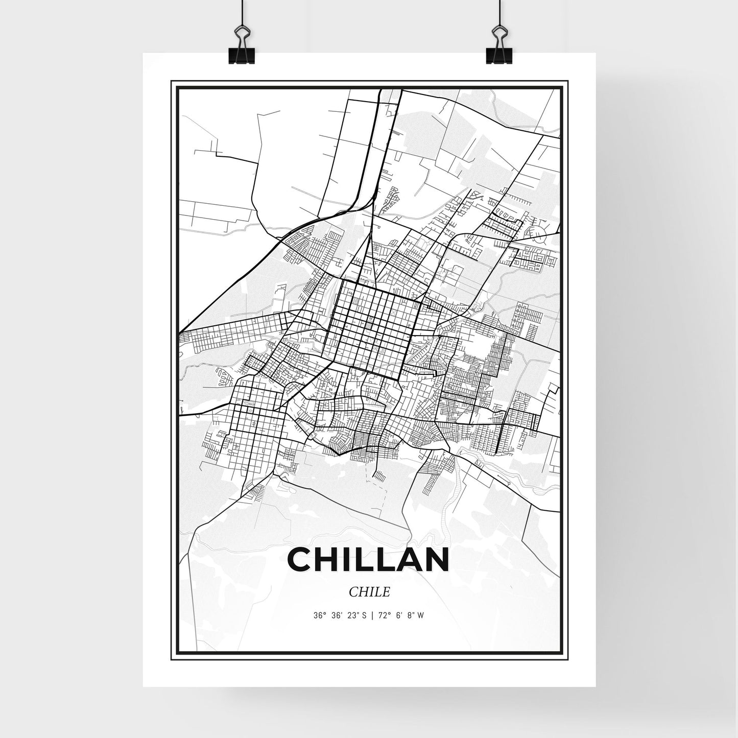 Chillan Chile - Premium City Map Poster