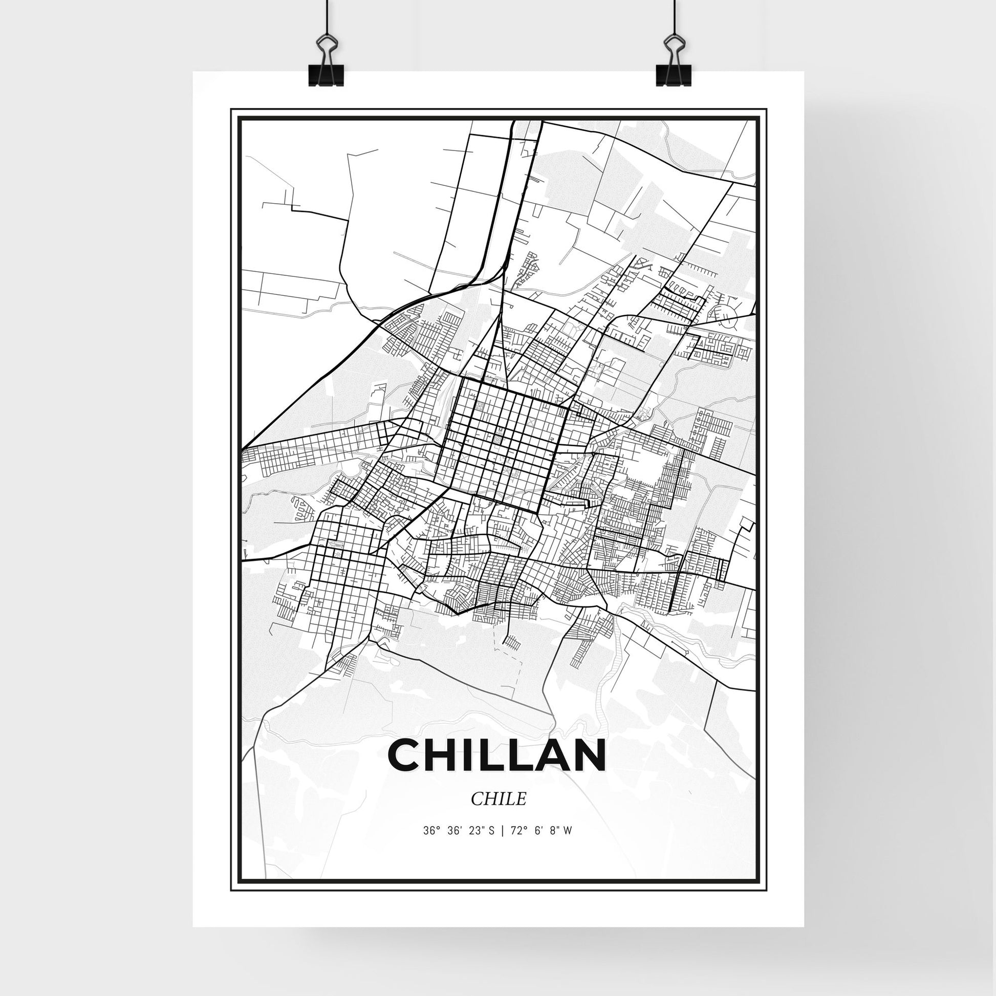 Chillan Chile - Premium City Map Poster