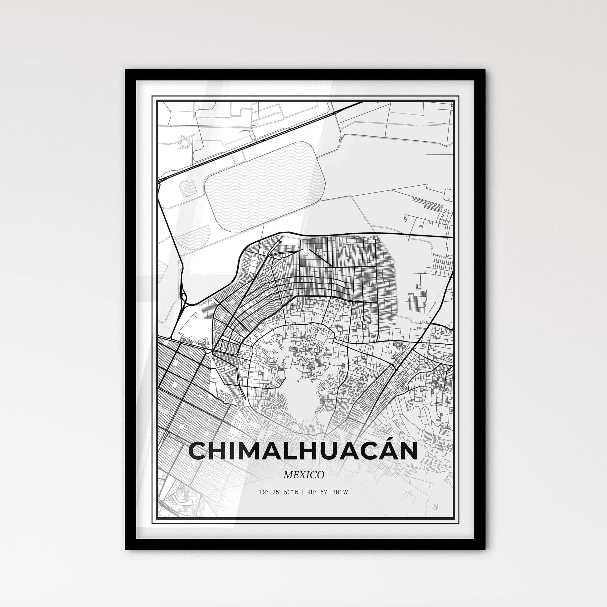 Chimalhuacán Mexico - Scandinavian Style City Map for Modern Home Decor