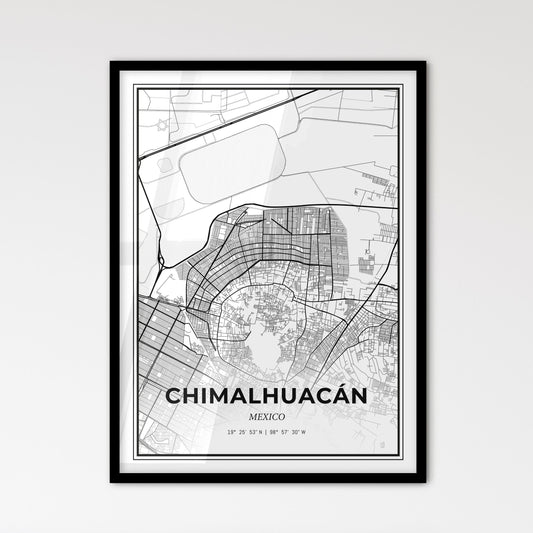 Chimalhuacán Mexico - Scandinavian Style City Map for Modern Home Decor