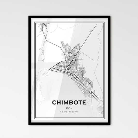 Chimbote Peru - Scandinavian Style City Map for Modern Home Decor