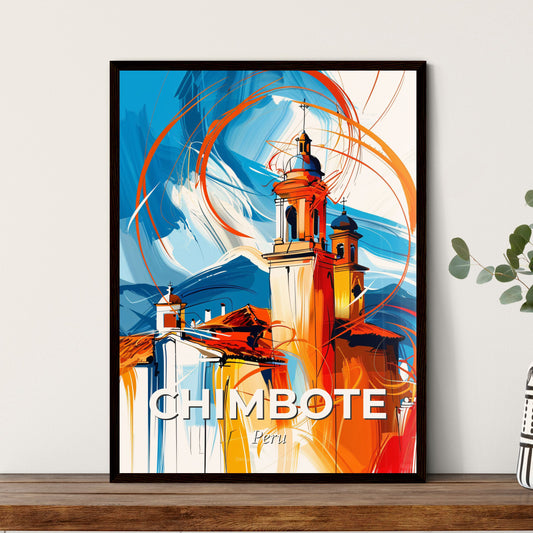 Vibrant Chimbote, Peru - A Painting Of A Building With A Tower