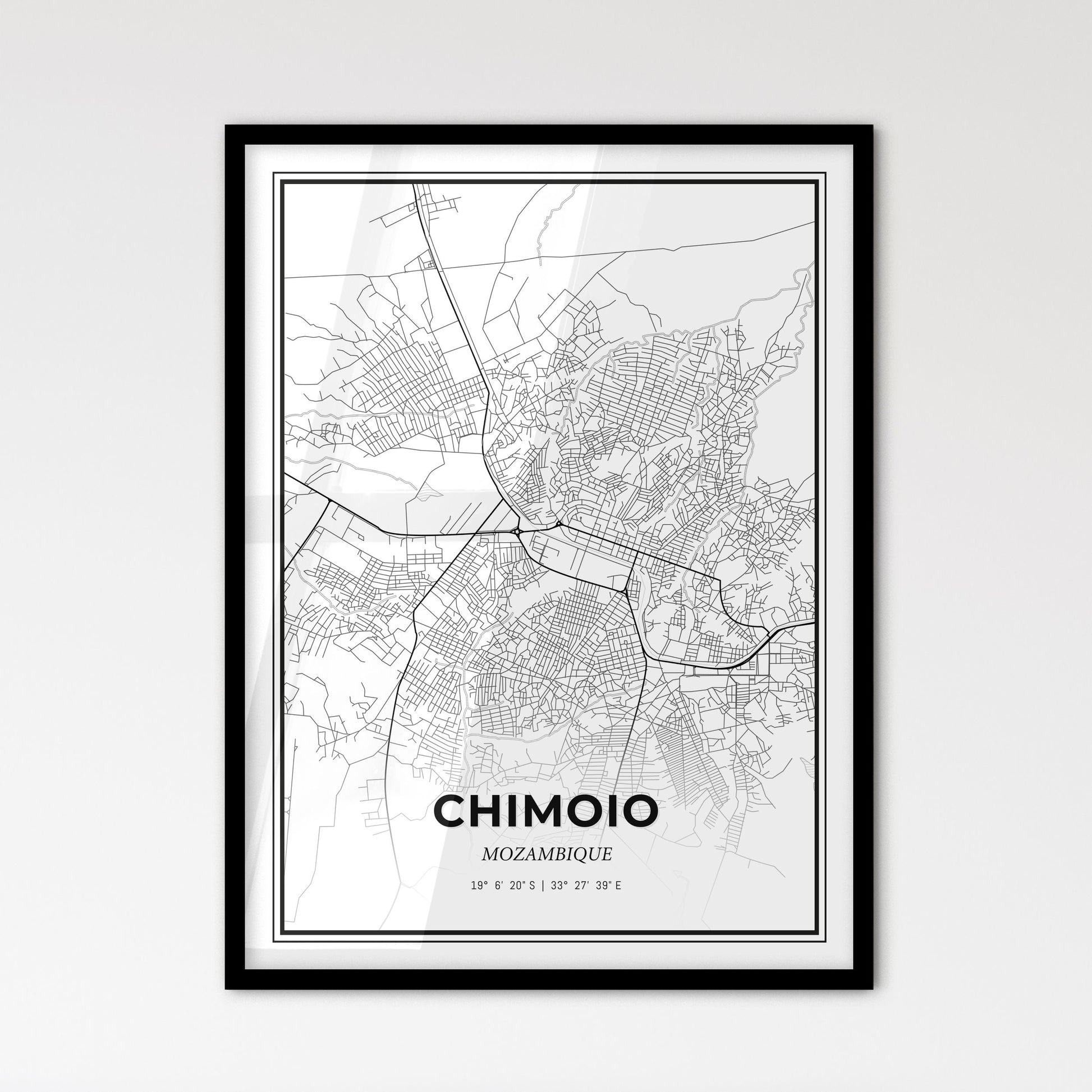 Chimoio Mozambique - Scandinavian Style City Map for Modern Home Decor