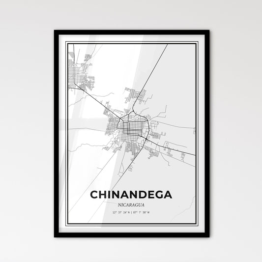 Chinandega Nicaragua - Scandinavian Style City Map for Modern Home Decor